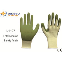 10g High Grade Polyester Shell Latex Sandy Coated Safety Work Glove (L1107)